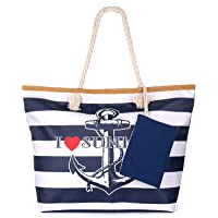  - ZOEON Bolsa de Playa de Lona Mujer Grande Bolso de Mano Shopper Bolsa con Cremallera